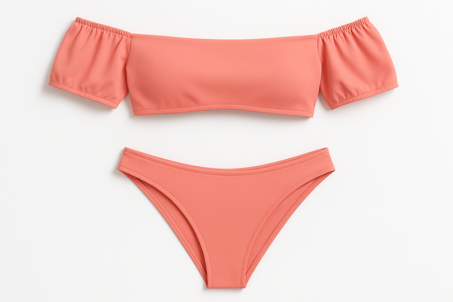 Coral Pink Off-Shoulder Bikini