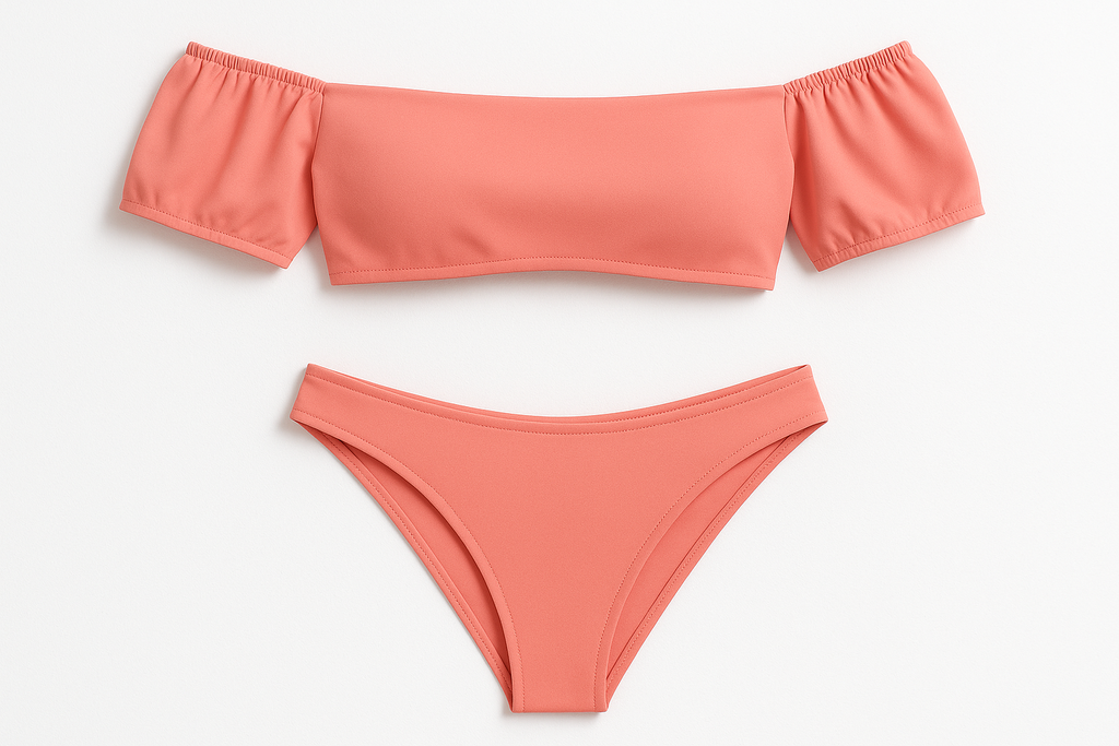 Coral Pink Off-Shoulder Bikini
