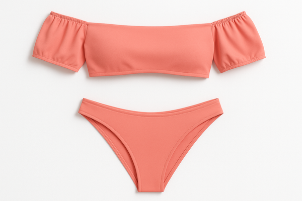 Coral Pink Off-Shoulder Bikini