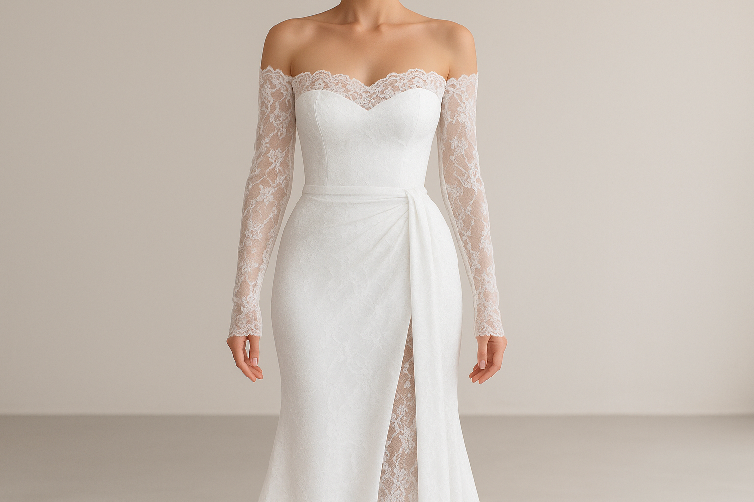 White Off-Shoulder Lace Party Dress