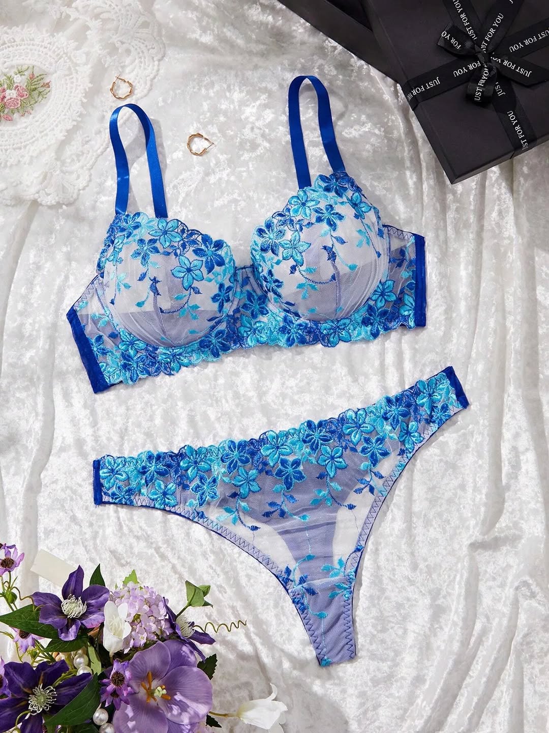 Lacey Blue Lingerie set
